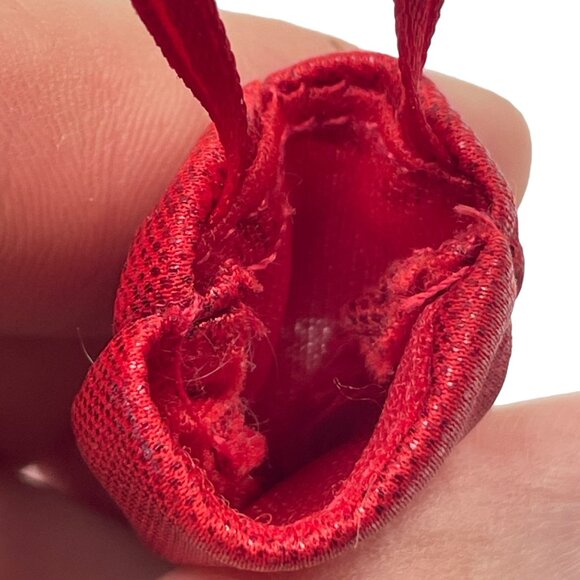 Mini Red Sparkle Heart strawberry Shaped Bag With Handle For Doll Accessories Ti - Picture 4 of 5